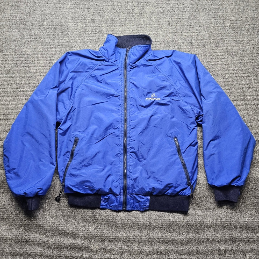 WearGuard Boeing Mens Blue Taslan Nylon Fleece Lined Bomber Jacket Size M 414